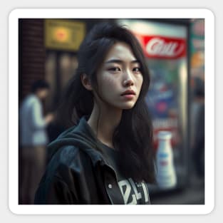 Korean Skinny Girl Portrait in Seoul, Korea Sticker